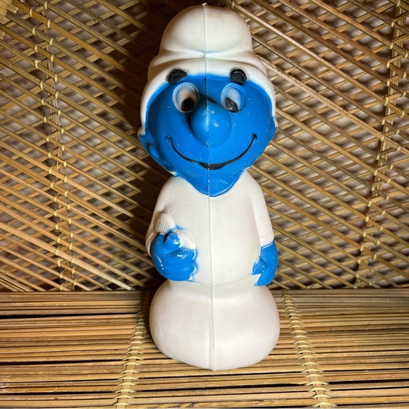 Blow Mold Smurf Coin Bank Vintage 1980s - Picture 1 of 7